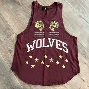 Darc Sport Red Athletic Tank Top with Wolves Design 4/1000